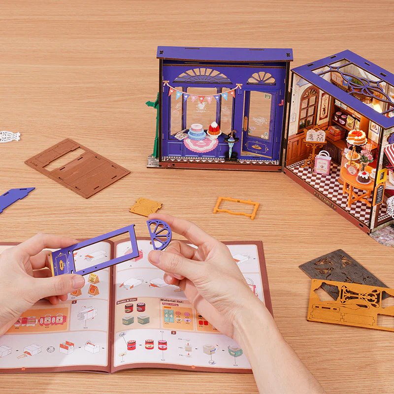 Leisure Time Tea Room Miniature House Kit DIY Dollhouse 3D Assembly Toys