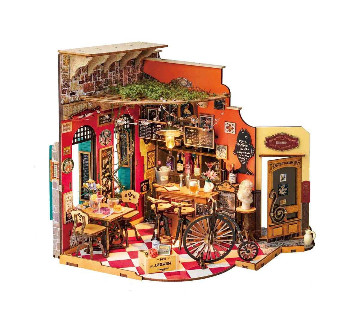 Cheers Bar & Dining Miniature House Kit DIY Dollhouse 3D Assembly Toys