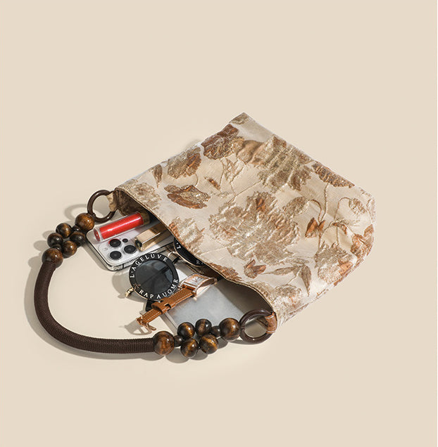 Túi đeo vai vải Jacquard cổ điển cho nữ, thời trang và đa năng, túi xách phong cách cổ xưa