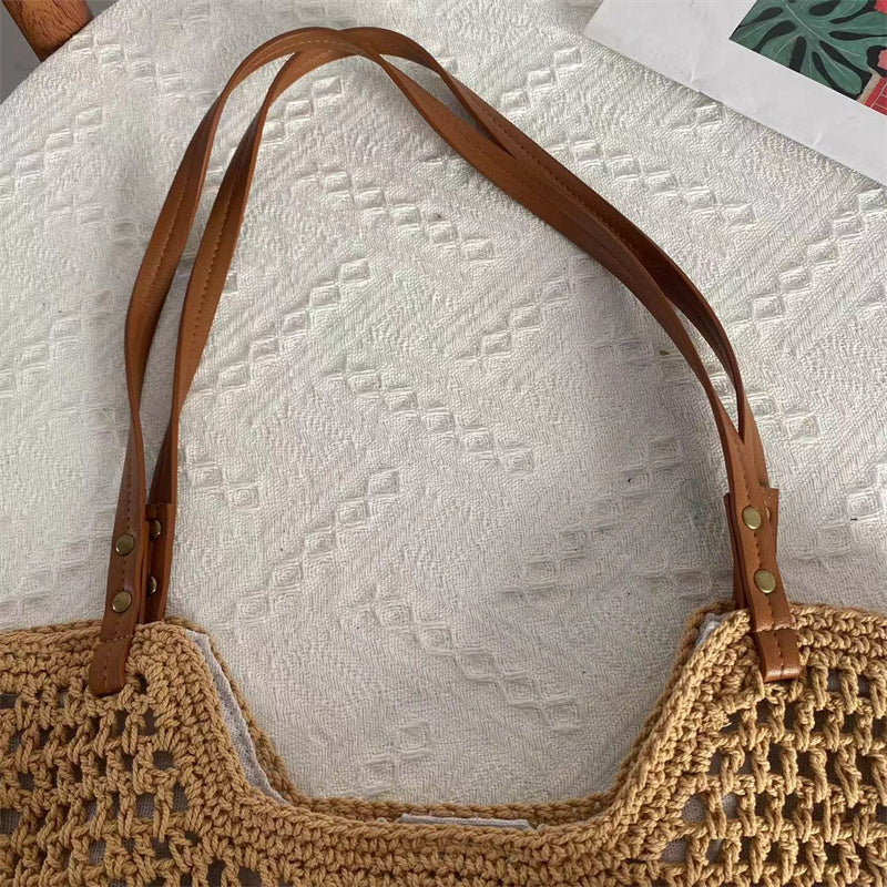 Túi Tote Đan Móc Túi Đeo Vai Đan Cho Nữ Túi Mua Sắm Vải Bông Cổ Điển Túi Xách Tay Nữ