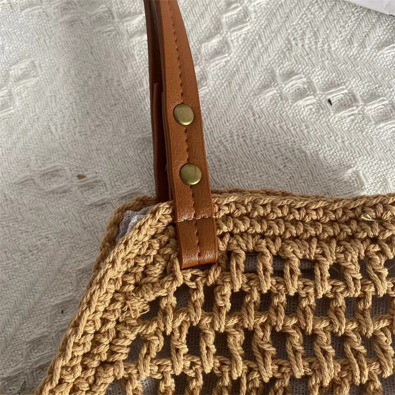 Túi Tote Đan Móc Túi Đeo Vai Đan Cho Nữ Túi Mua Sắm Vải Bông Cổ Điển Túi Xách Tay Nữ