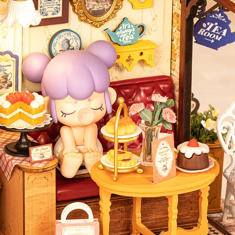Leisure Time Tea Room Miniature House Kit DIY Dollhouse 3D Assembly Toys