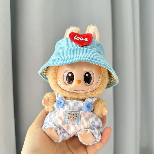 15/17cm Doll'S Clothes Outfit Accessories For Korea Kpop Exo Ropa Labubu V1 V2 V3 Dolls Plaid overalls Bib Pants Clothing