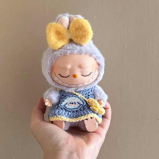 Doll'S Clothes Outfit Accessories For 15-17cm Labubu and 10cm cotton doll Bow hairpin messenger bag set