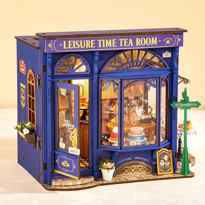 Leisure Time Tea Room Miniature House Kit DIY Dollhouse 3D Assembly Toys