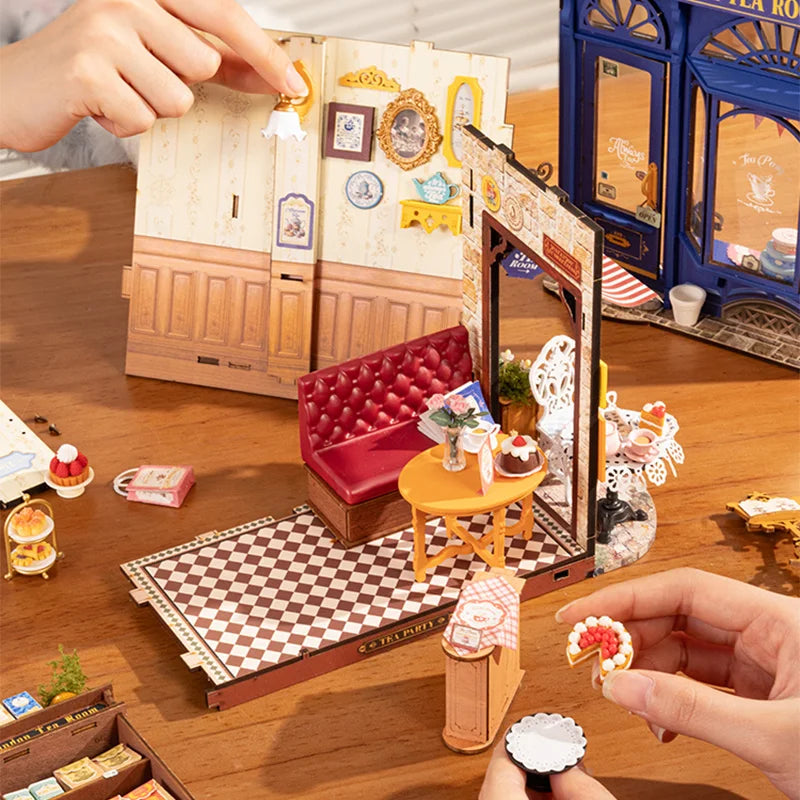 Leisure Time Tea Room Miniature House Kit DIY Dollhouse 3D Assembly Toys