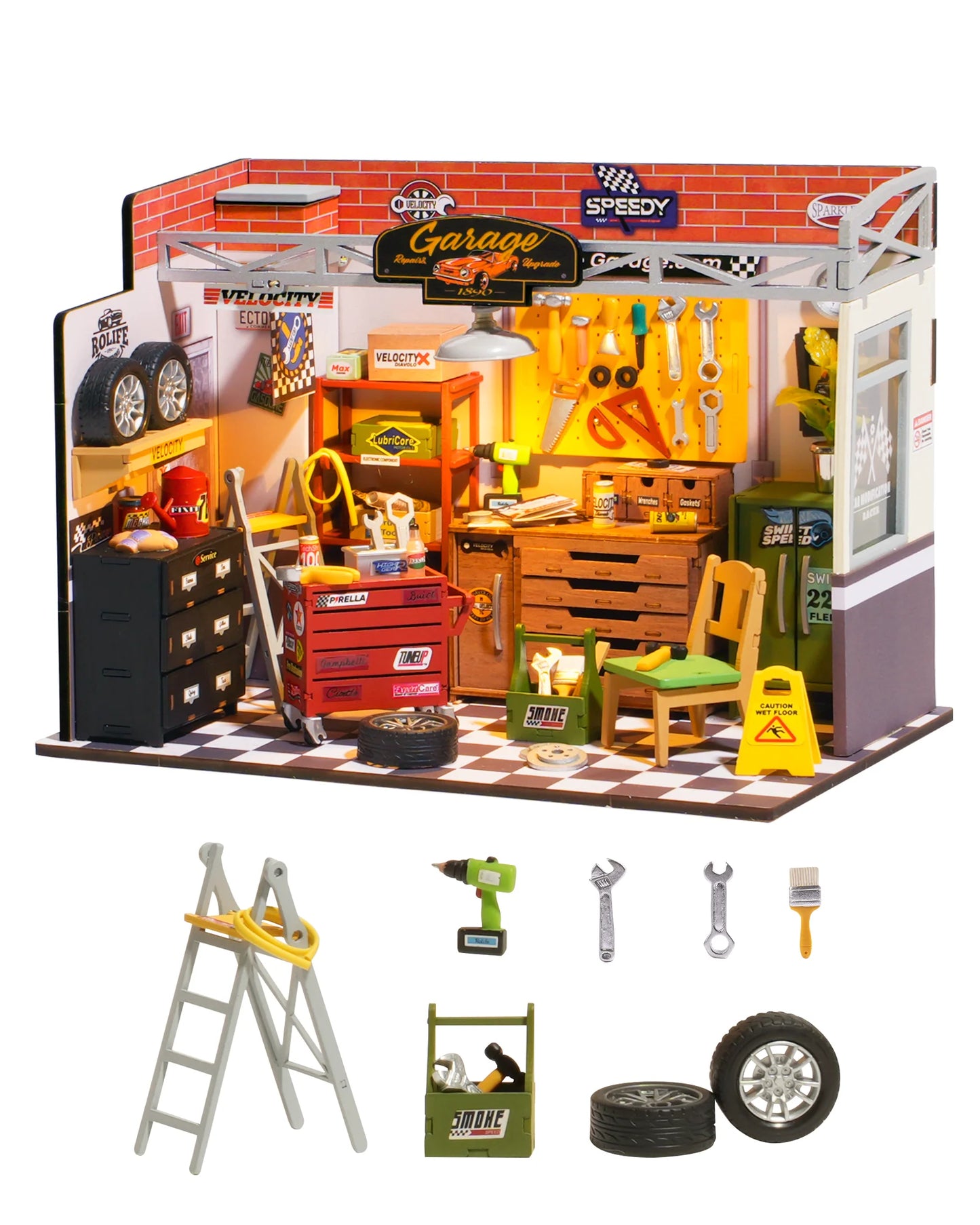 Garage Workshop Miniature House Kit DIY Dollhouse 3D Assembly Toys