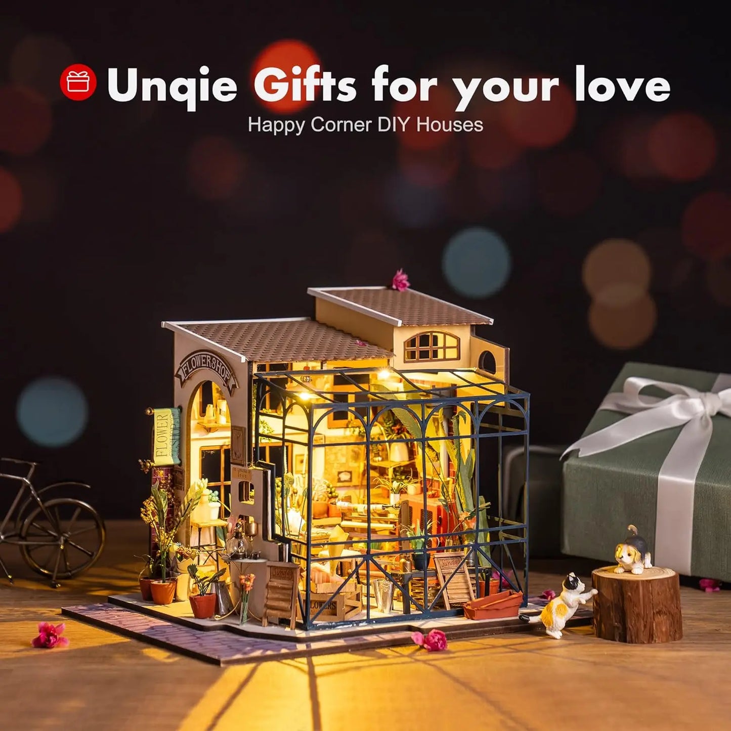Emily's Flower Shop Miniature House Kit DIY Dollhouse 3D Assembly Toys