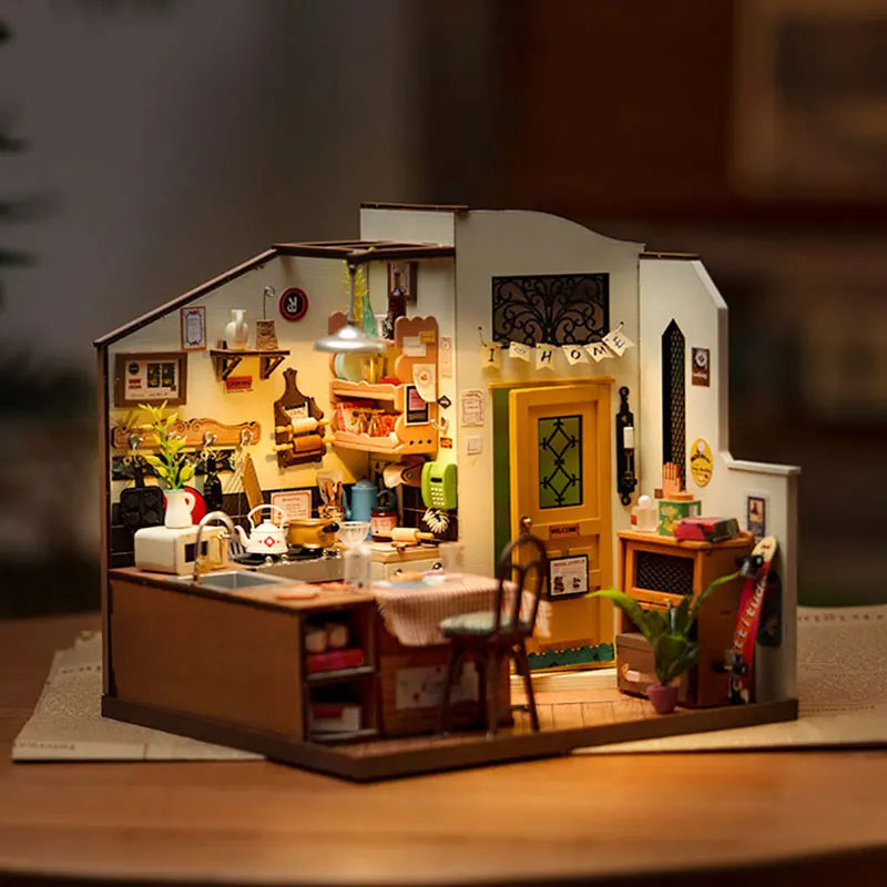 Homey Kitchen Miniature House Kit DIY Dollhouse 3D Assembly Toys