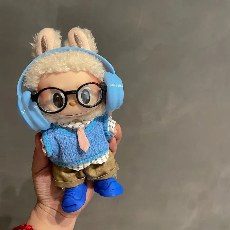 Doll'S Clothes Outfit Accessories for 15-17cm Labubu and Cotton Doll Vest Uniform Headset Earphone Set Clothing Gift