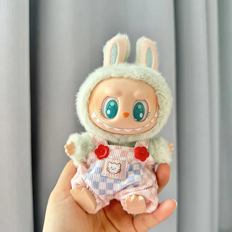 15/17cm Doll'S Clothes Outfit Accessories For Korea Kpop Exo Ropa Labubu V1 V2 V3 Dolls Plaid overalls Bib Pants Clothing