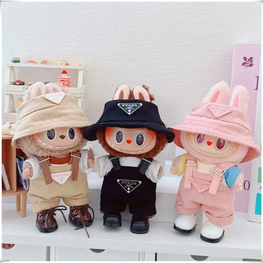 For 17cm Labubu Mini Doll Clothes Outfit Hat Clothes Labubu Doll Accessories