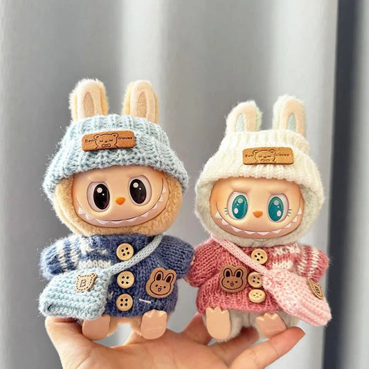 For 15-17 cm Labubu Clothes outfit Labubu Sitting Party Bear Label Scarf Hat Dolls Accessories Cute Decoration