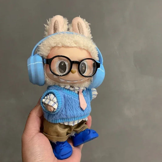 Doll'S Clothes Outfit Accessories for 15-17cm Labubu and Cotton Doll Vest Uniform Headset Earphone Set Clothing Gift
