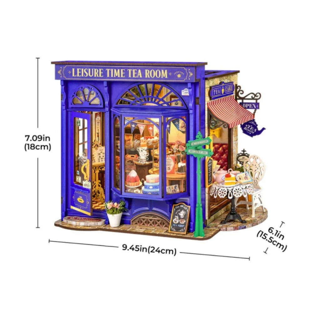 Leisure Time Tea Room Miniature House Kit DIY Dollhouse 3D Assembly Toys