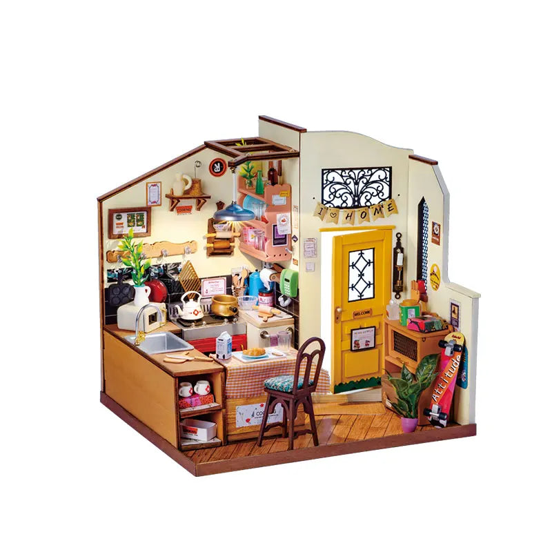 Homey Kitchen Miniature House Kit DIY Dollhouse 3D Assembly Toys