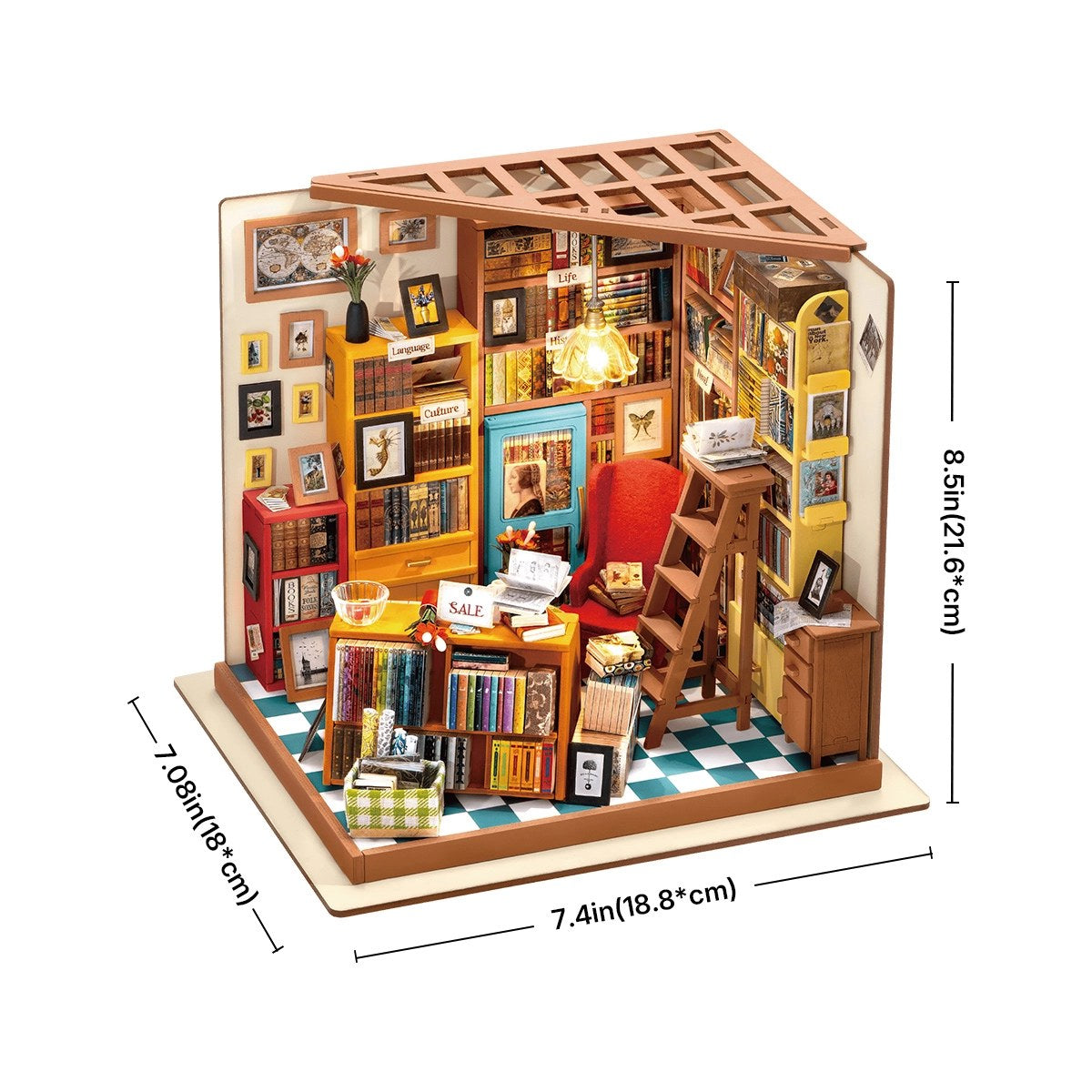 Sam's Bookstore Miniature House Kit DIY Dollhouse 3D Assembly Toys