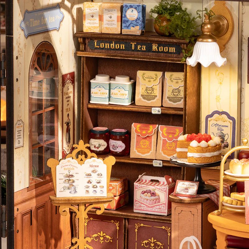 Leisure Time Tea Room Miniature House Kit DIY Dollhouse 3D Assembly Toys